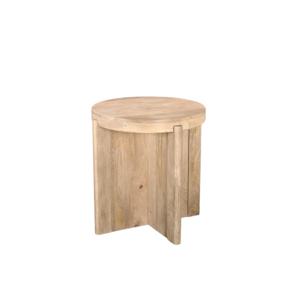 24" Natural Solid Wood Round Cross Leg End Table HomeRoots