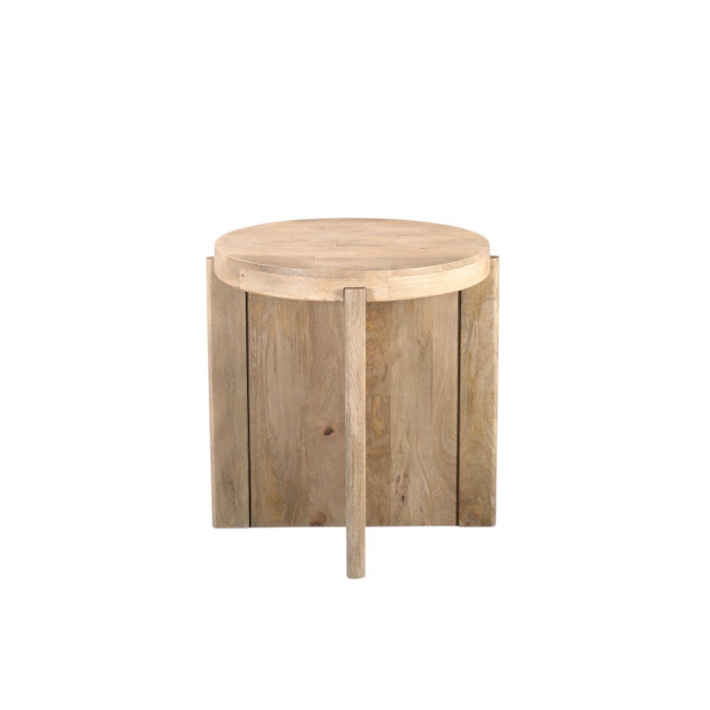 24" Natural Solid Wood Round Cross Leg End Table HomeRoots