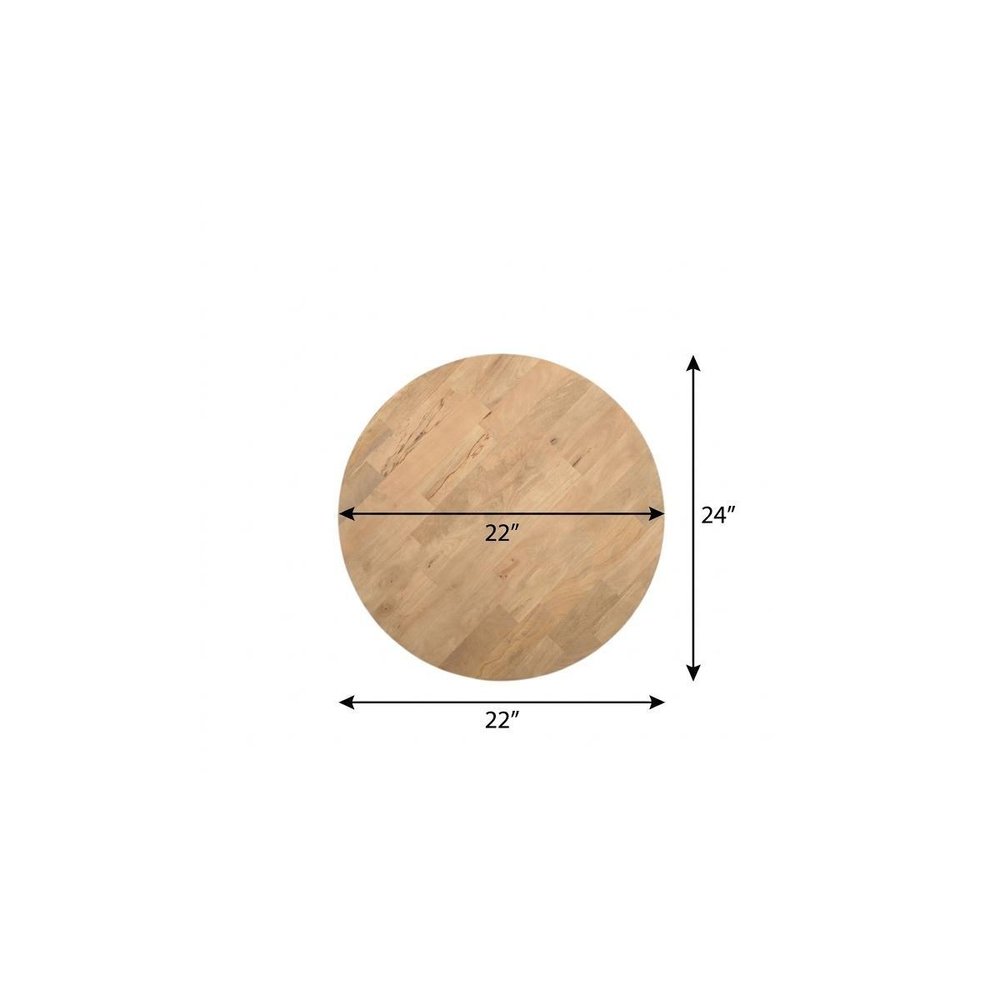 24" Natural Solid Wood Round Cross Leg End Table HomeRoots