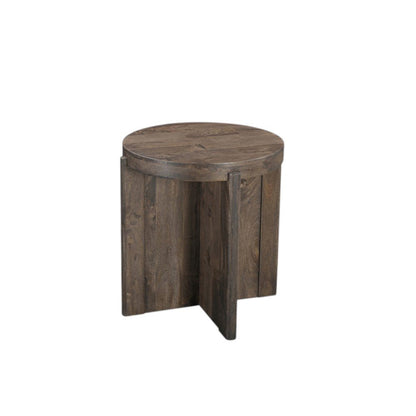 24" Brown Solid Wood Round Cross Leg End Table HomeRoots