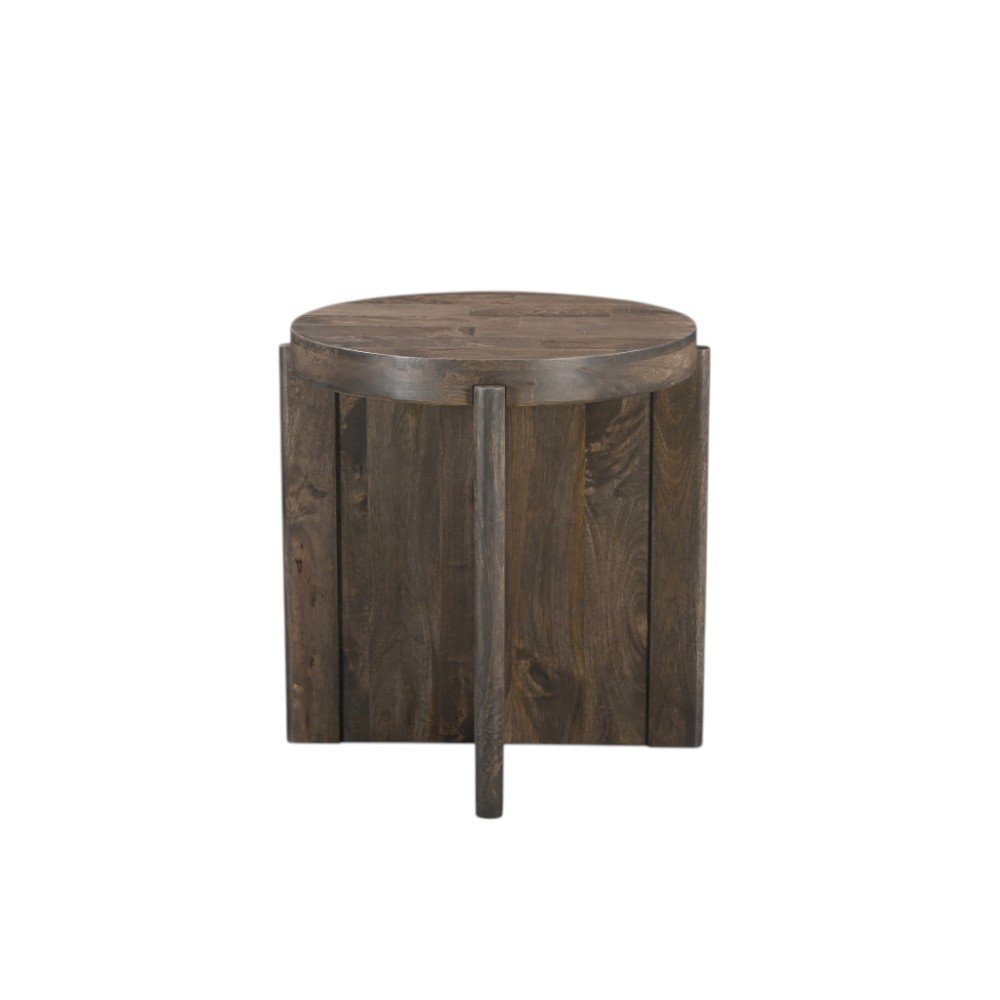 24" Brown Solid Wood Round Cross Leg End Table HomeRoots