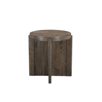24" Brown Solid Wood Round Cross Leg End Table HomeRoots