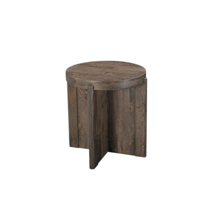 24" Brown Solid Wood Round Cross Leg End Table HomeRoots