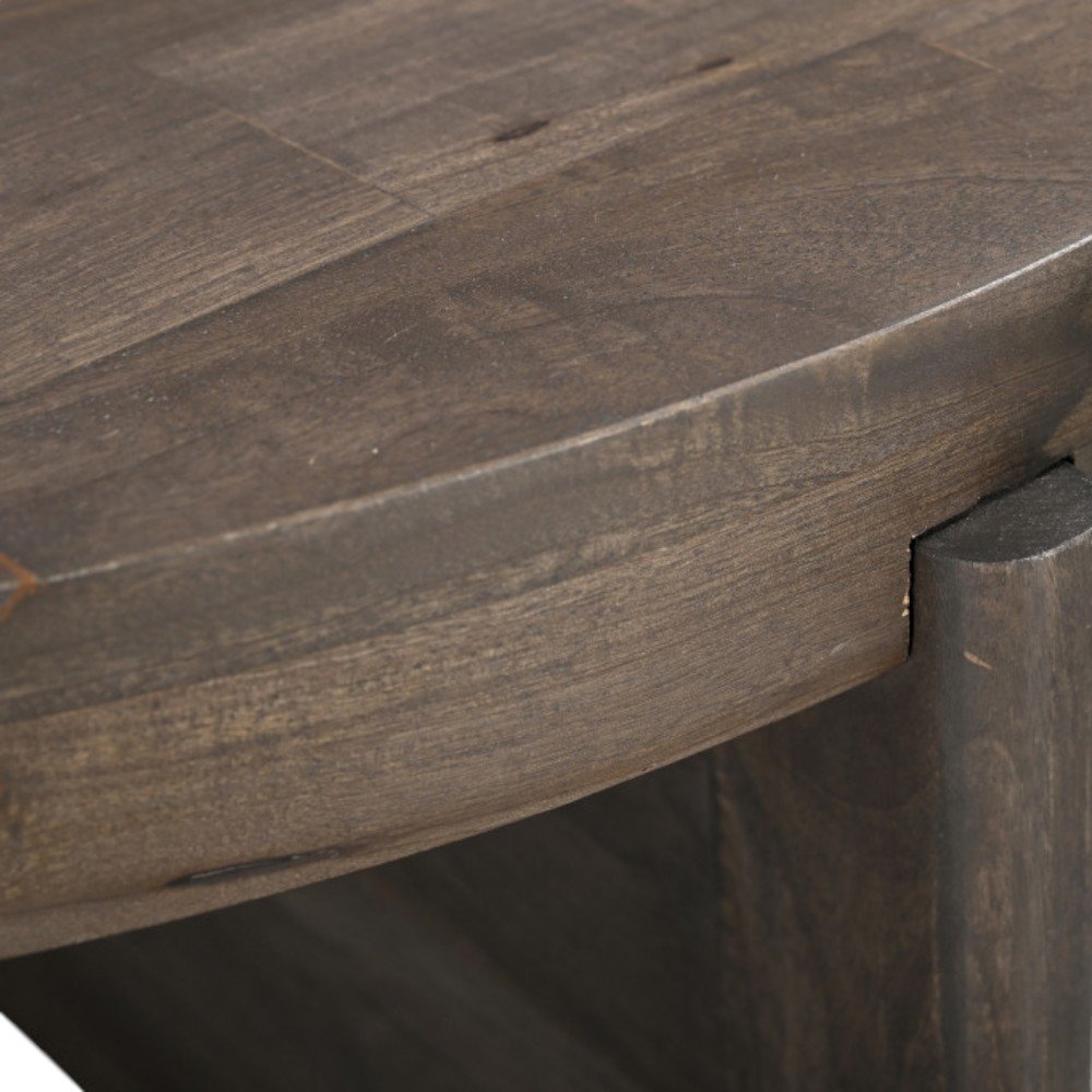 24" Brown Solid Wood Round Cross Leg End Table HomeRoots