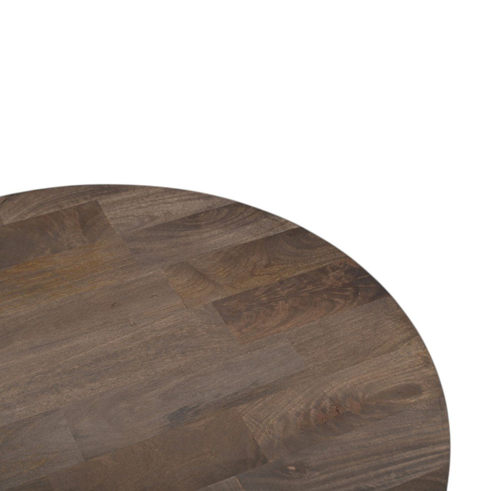 24" Brown Solid Wood Round Cross Leg End Table HomeRoots