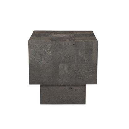 22" Gray Distressed Solid Wood Square Block End Table HomeRoots