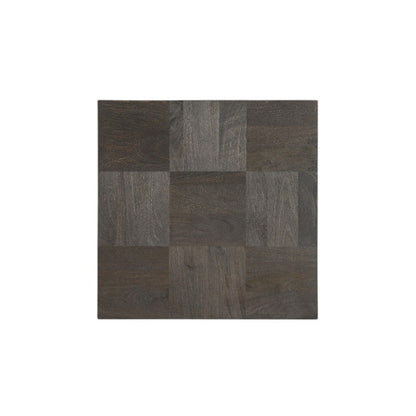 22" Gray Distressed Solid Wood Square Block End Table