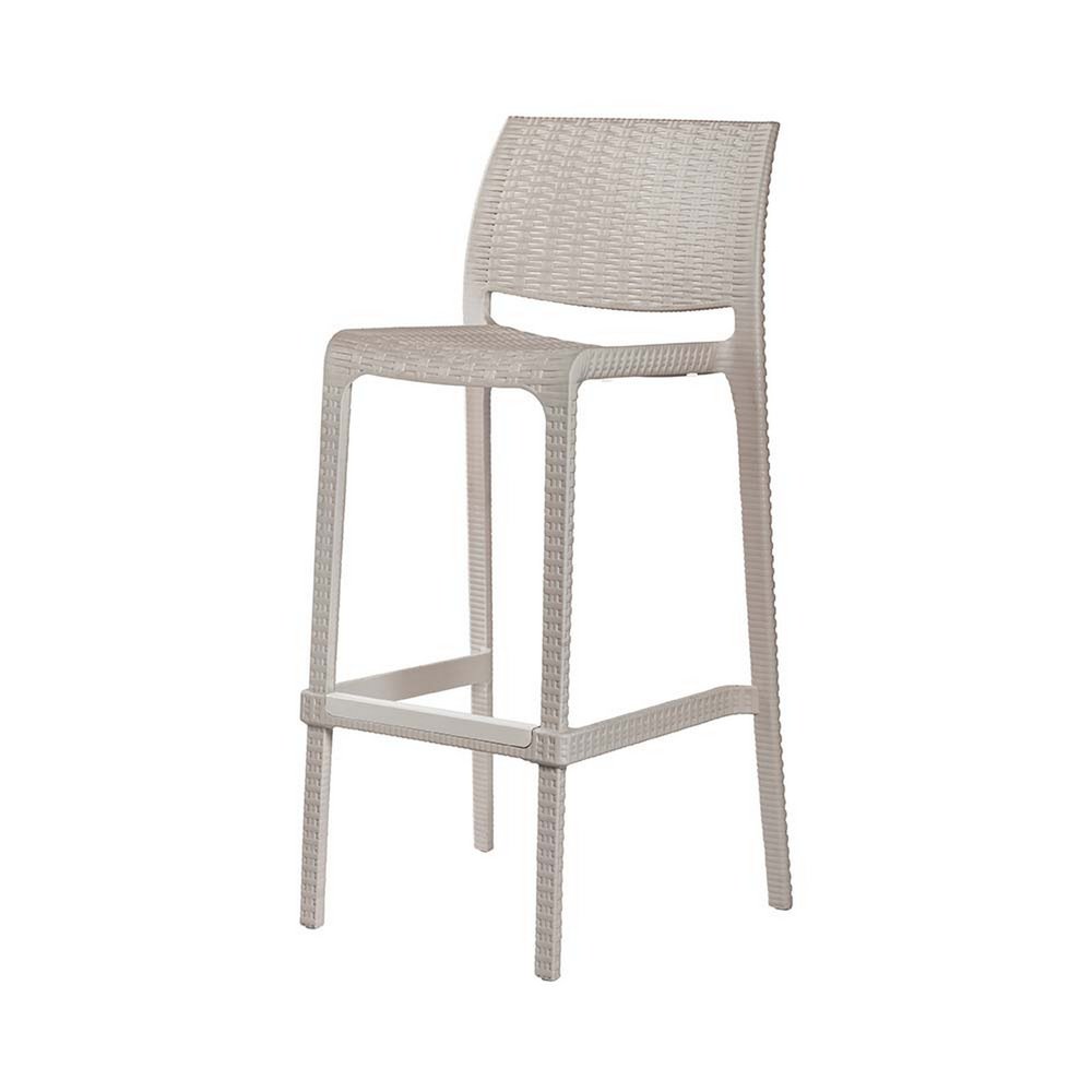 Set of Two 30" Taupe Faux Rattan Outdoor Bar Height Chairs HomeRoots