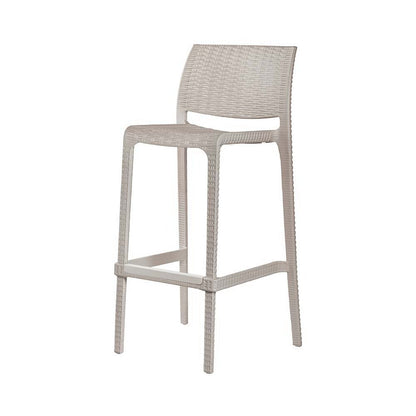 Set of Two 30" Taupe Faux Rattan Outdoor Bar Height Chairs HomeRoots
