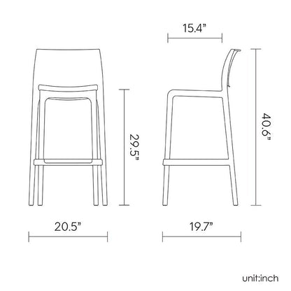 Set of Two 30" Taupe Faux Rattan Outdoor Bar Height Chairs HomeRoots