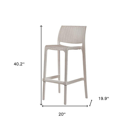 Set of Two 30" Taupe Faux Rattan Outdoor Bar Height Chairs HomeRoots