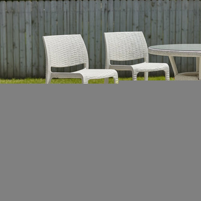Set of Two 30" Taupe Faux Rattan Outdoor Bar Height Chairs HomeRoots