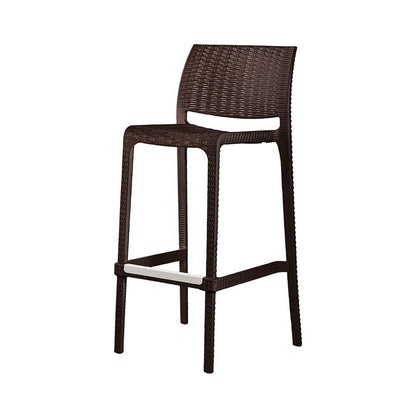Set of Two 30" Brown Faux Rattan Low Back Outdoor Bar Height Chairs HomeRoots