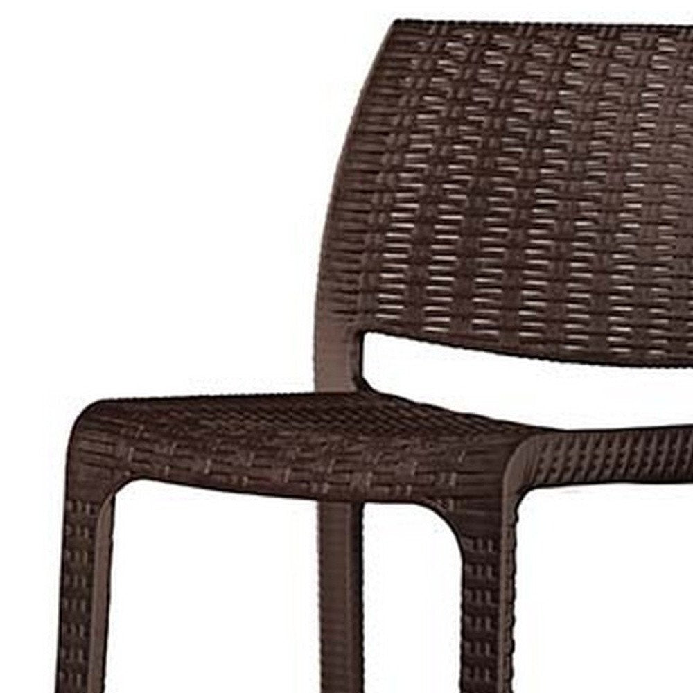 Set of Two 30" Brown Faux Rattan Low Back Outdoor Bar Height Chairs HomeRoots