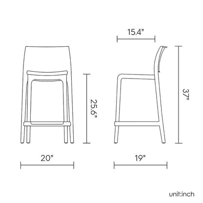Set of Two 26" White Faux Rattan Low Back Outdoor Counter Height Bar Chairs HomeRoots