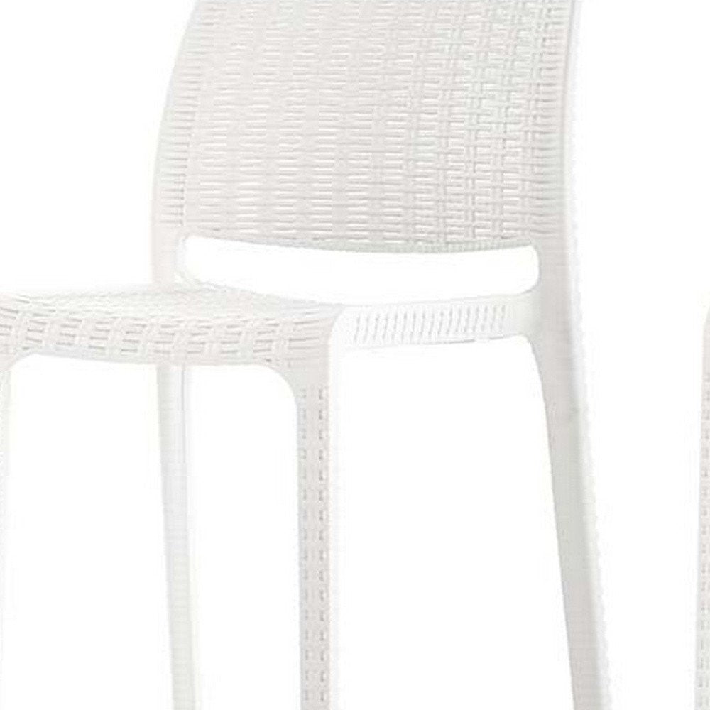 Set of Two 26" White Faux Rattan Low Back Outdoor Counter Height Bar Chairs HomeRoots