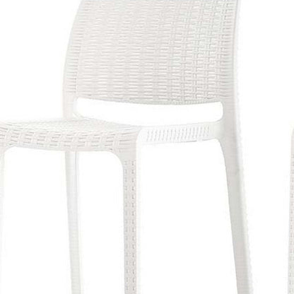Set of Two 26" White Faux Rattan Low Back Outdoor Counter Height Bar Chairs HomeRoots