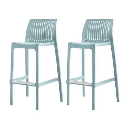 Set of Two 30" Baby Blue Heavy Duty Plastic Low Back Outdoor Bar Height Chairs HomeRoots