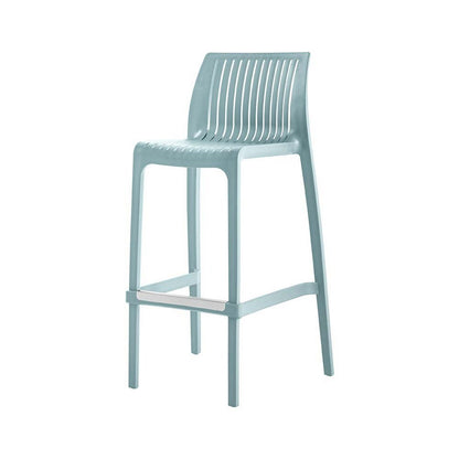 Set of Two 30" Baby Blue Heavy Duty Plastic Low Back Outdoor Bar Height Chairs HomeRoots