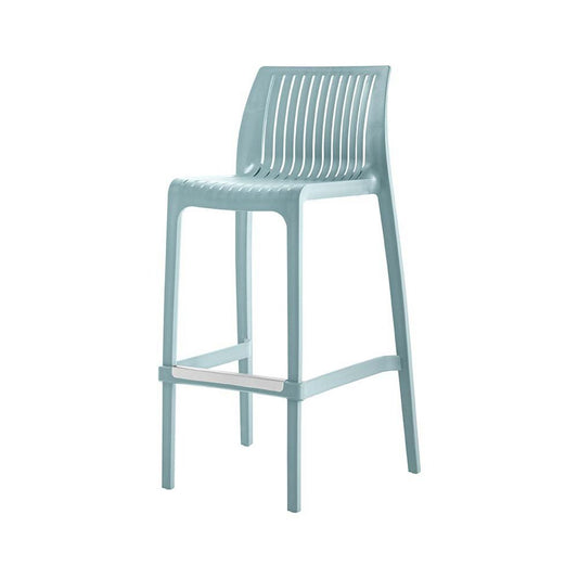 Set of Two 30" Baby Blue Heavy Duty Plastic Low Back Outdoor Bar Height Chairs HomeRoots