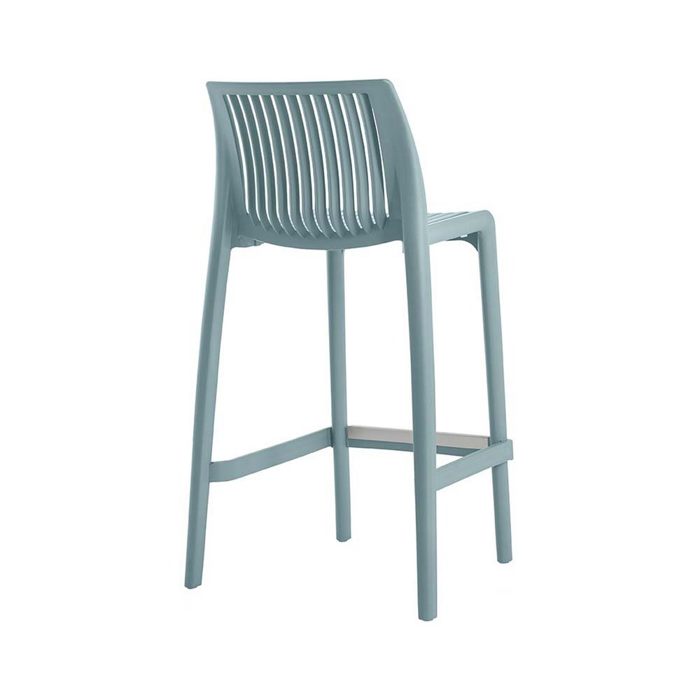 Set of Two 30" Baby Blue Heavy Duty Plastic Low Back Outdoor Bar Height Chairs HomeRoots