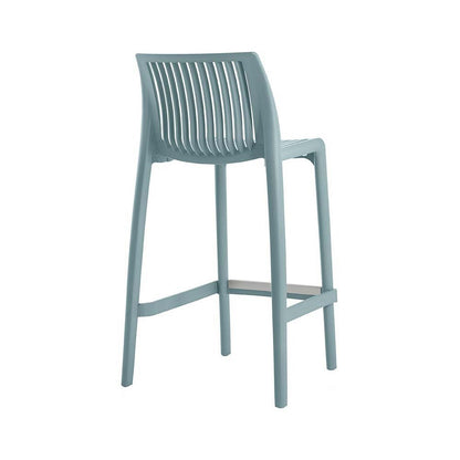 Set of Two 30" Baby Blue Heavy Duty Plastic Low Back Outdoor Bar Height Chairs HomeRoots