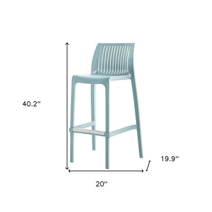 Set of Two 30" Baby Blue Heavy Duty Plastic Low Back Outdoor Bar Height Chairs HomeRoots