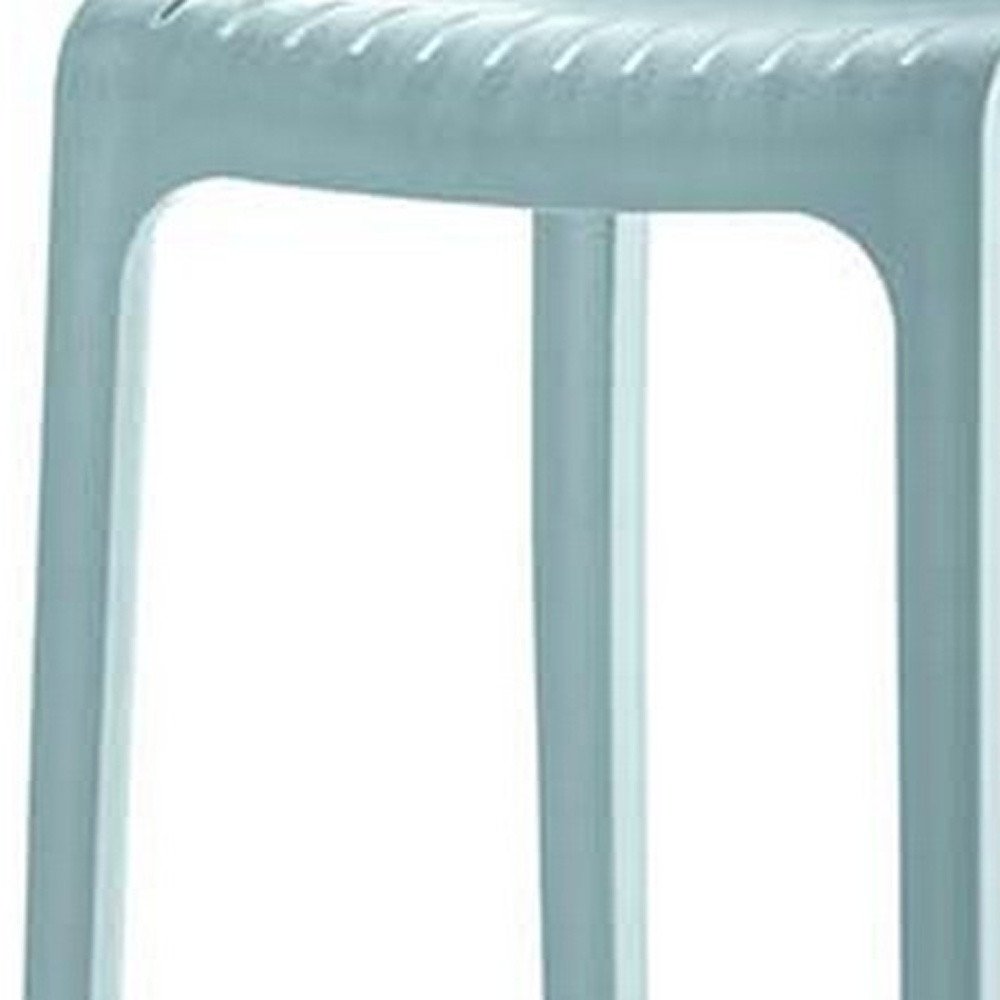 Set of Two 30" Baby Blue Heavy Duty Plastic Low Back Outdoor Bar Height Chairs HomeRoots