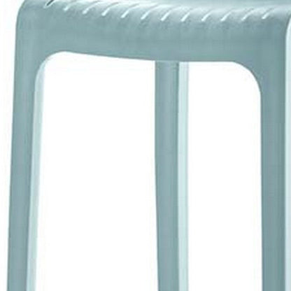 Set of Two 30" Baby Blue Heavy Duty Plastic Low Back Outdoor Bar Height Chairs HomeRoots