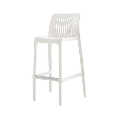 Set of Two 30" White Heavy Duty Plastic Low Back Outdoor Bar Height Chairs HomeRoots