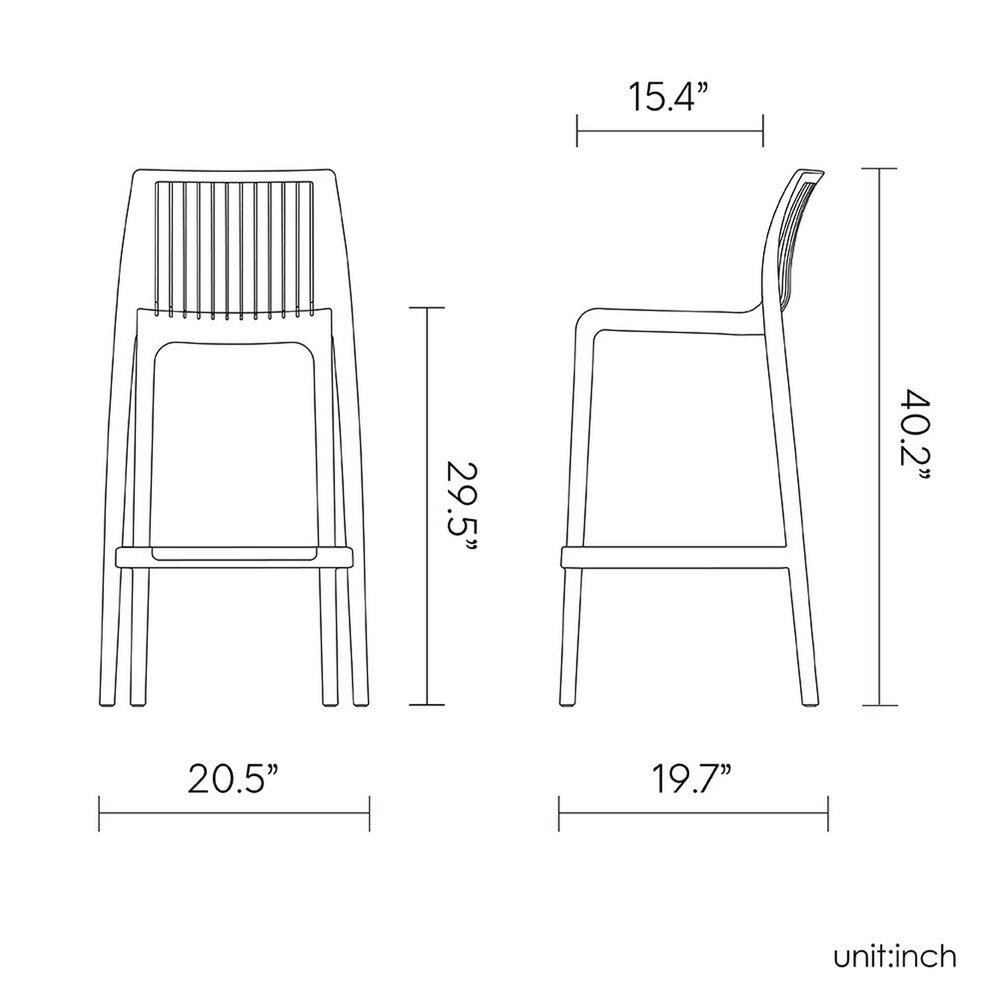 Set of Two 30" White Heavy Duty Plastic Low Back Outdoor Bar Height Chairs HomeRoots