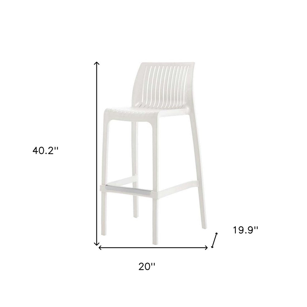 Set of Two 30" White Heavy Duty Plastic Low Back Outdoor Bar Height Chairs HomeRoots