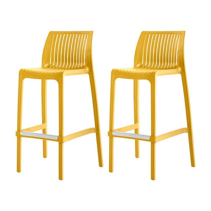 Set of Two 30" Yellow Heavy Duty Plastic Outdoor Bar Height Chairs HomeRoots
