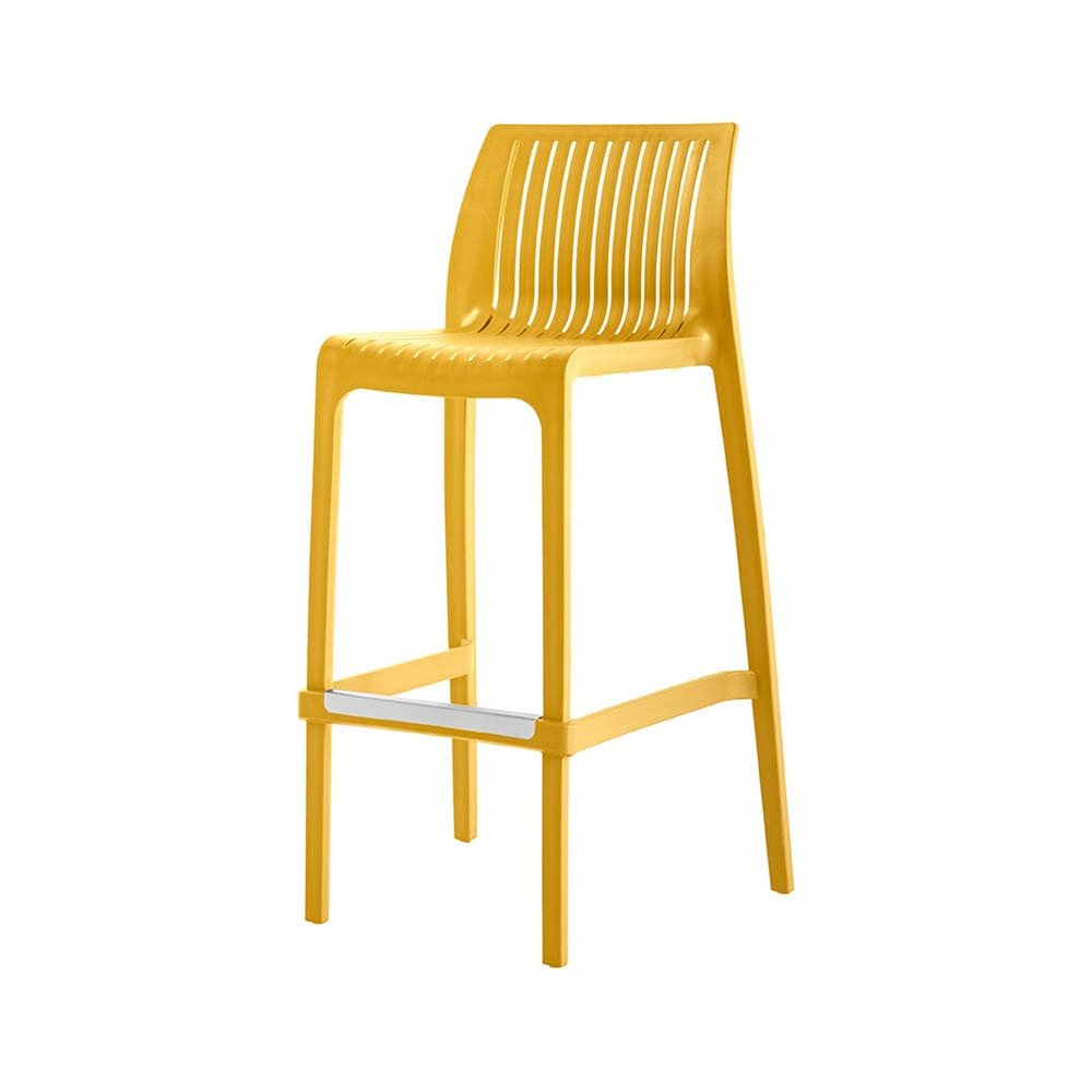 Set of Two 30" Yellow Heavy Duty Plastic Outdoor Bar Height Chairs HomeRoots