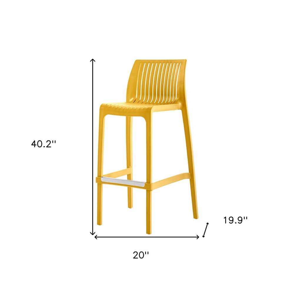 Set of Two 30" Yellow Heavy Duty Plastic Outdoor Bar Height Chairs HomeRoots