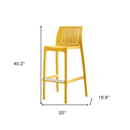 Set of Two 30" Yellow Heavy Duty Plastic Outdoor Bar Height Chairs HomeRoots