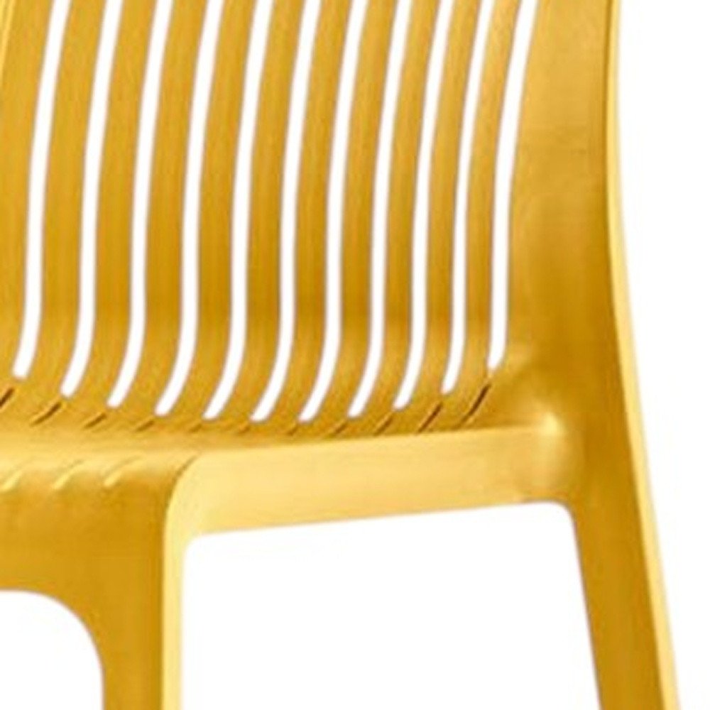 Set of Two 30" Yellow Heavy Duty Plastic Outdoor Bar Height Chairs HomeRoots