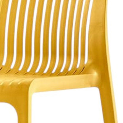 Set of Two 30" Yellow Heavy Duty Plastic Outdoor Bar Height Chairs HomeRoots