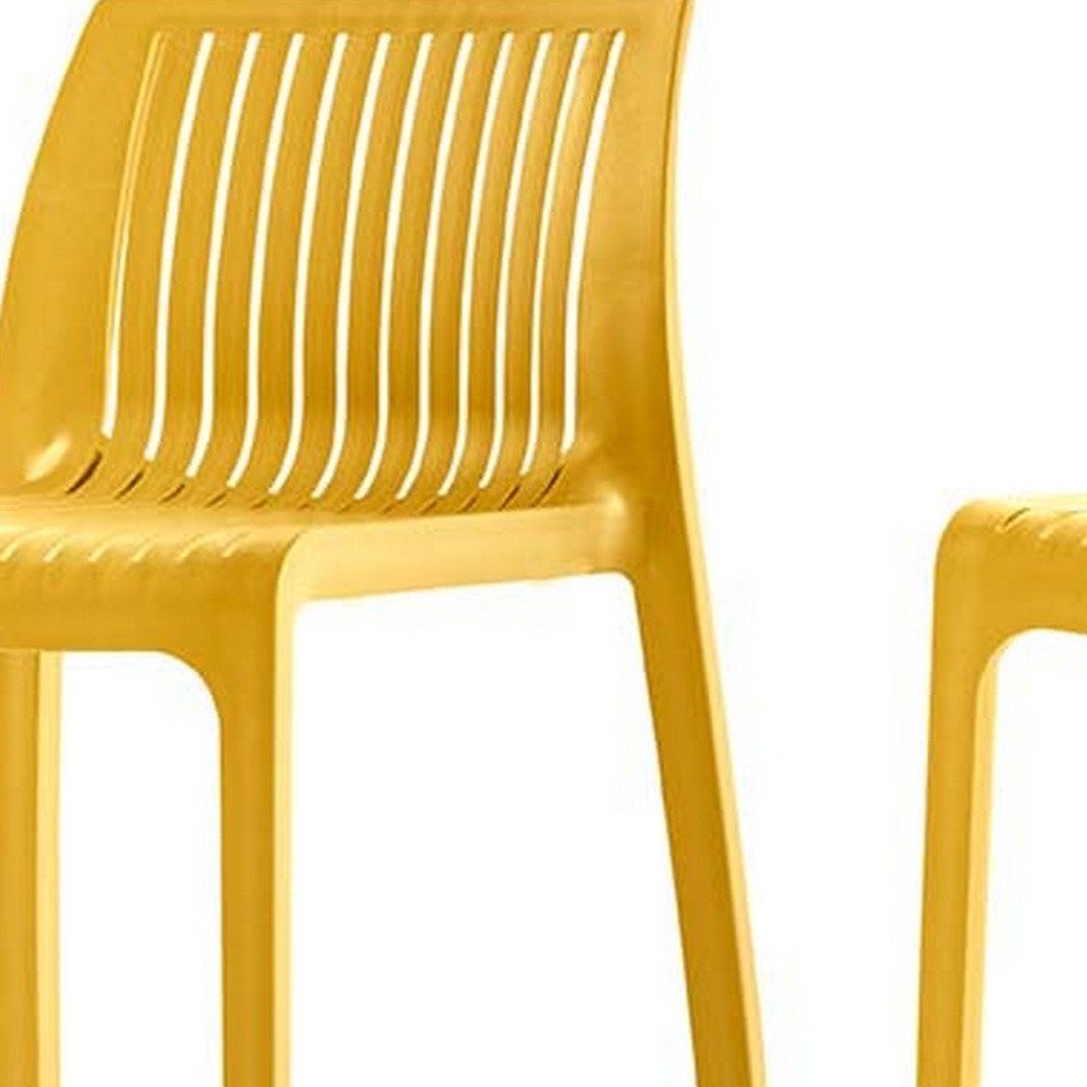 Set of Two 30" Yellow Heavy Duty Plastic Outdoor Bar Height Chairs HomeRoots