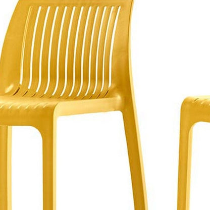 Set of Two 30" Yellow Heavy Duty Plastic Outdoor Bar Height Chairs HomeRoots