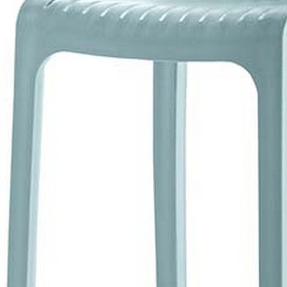 Set of Two 26" Baby Blue Heavy Duty Plastic Low Back Outdoor Counter Height Bar Chairs HomeRoots