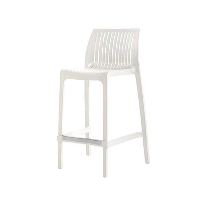 Set of Two 26" White Heavy Duty Plastic Low Back Outdoor Counter Height Bar Chairs HomeRoots