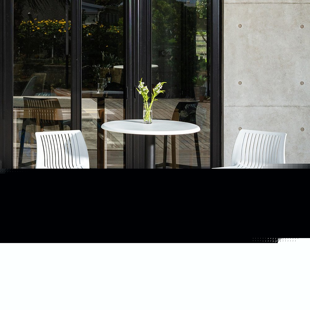 Set of Two 26" White Heavy Duty Plastic Low Back Outdoor Counter Height Bar Chairs HomeRoots