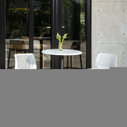 Set of Two 26" White Heavy Duty Plastic Low Back Outdoor Counter Height Bar Chairs HomeRoots