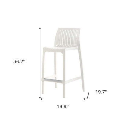 Set of Two 26" White Heavy Duty Plastic Low Back Outdoor Counter Height Bar Chairs HomeRoots