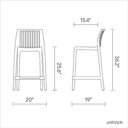Set of Two 26" Yellow Heavy Duty Plastic Low Back Outdoor Counter Height Bar Chairs HomeRoots