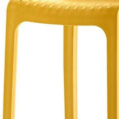 Set of Two 26" Yellow Heavy Duty Plastic Low Back Outdoor Counter Height Bar Chairs HomeRoots