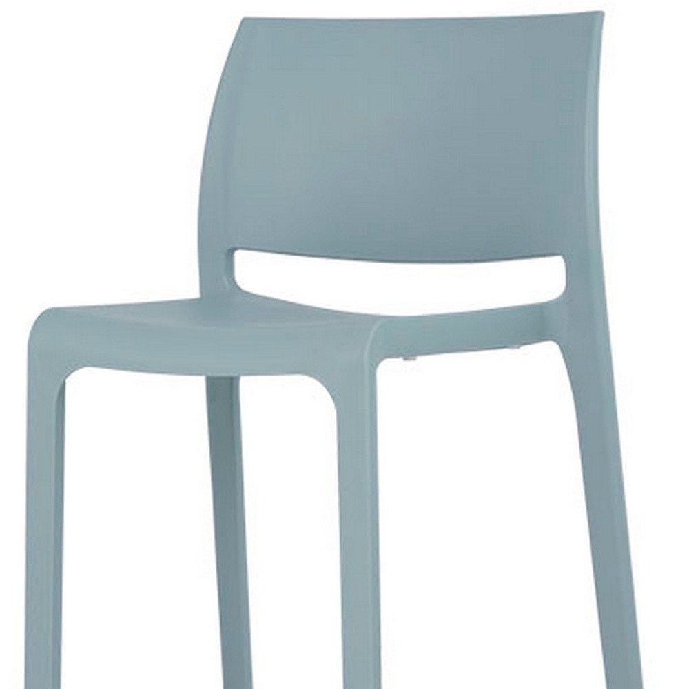 Set of Two 30" Baby Blue Heavy Duty Plastic Low Back Outdoor Bar Height Chairs HomeRoots