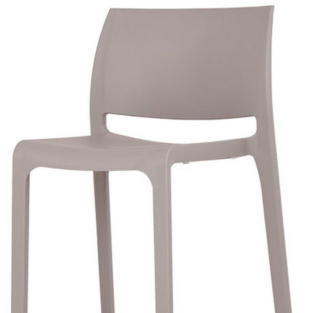 Set of Two 30" Taupe Heavy Duty Plastic Low Back Outdoor Bar Height Chairs HomeRoots
