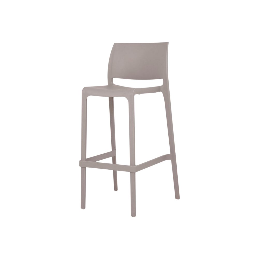 Set of Two 30" Taupe Heavy Duty Plastic Low Back Outdoor Bar Height Chairs HomeRoots
